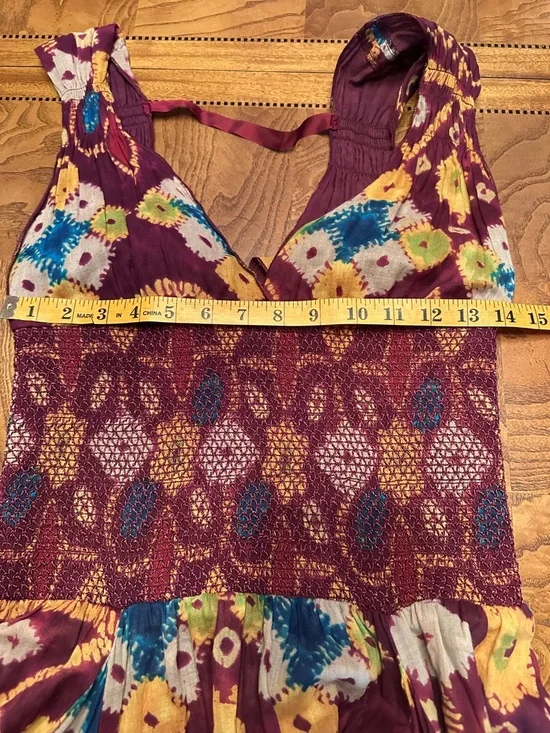 Free People Wisteria and Lattice Smocked Waist Bandhani Print Midi Dress, Boho - Picture 8 of 10